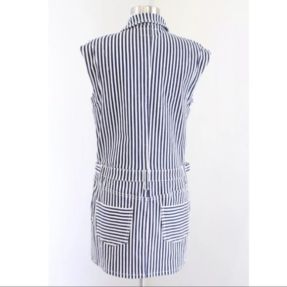 Anthropologie's Current/Elliot Railroad Stripe Sleeveless Jumpsuit Mini Dress - Picture 8 of 12